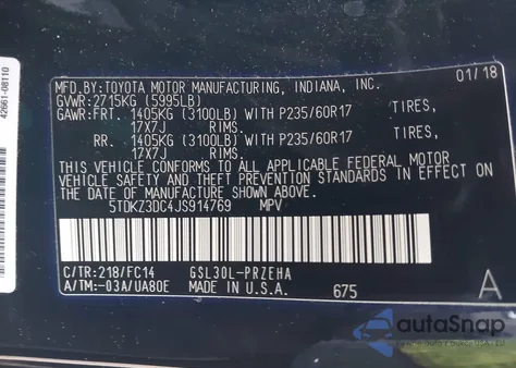 2018 Toyota Sienna Le 8 Passenger из США, поврежденный, VIN 5TDKZ3DC4JS914769